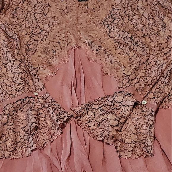 NWT✨️OFFER⚡️Free People Tell Tale Dusty Mauve Lace Tunic Dress, Small - Picture 6 of 9